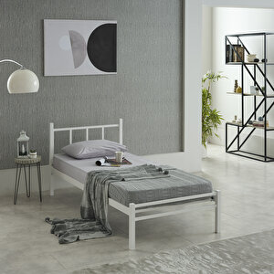Ventus Tek Kişilik Metal Karyola - Beyaz 90x200 cm