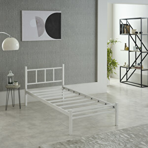 Ventus Tek Kişilik Metal Karyola - Beyaz 90x200 cm