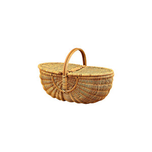 Bohem Large Boy Piknik Sepeti, Brunch Sepeti, Dekoratif Sepet, Iskandinav, Modern, Rattan