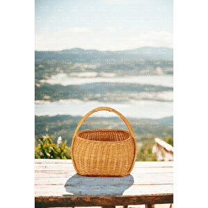 Bohem Large Boy Piknik Sepeti, Brunch Sepeti, Dekoratif Sepet, Iskandinav, Modern, Rattan