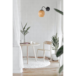 Boja Bambu Siyah Detay Aplik 15x15x25 Cm İskandinav, Modern, Bohem, Rattan, Aydınlatma