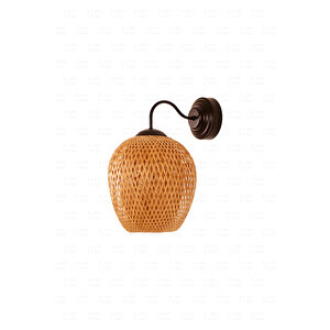 Boja Bambu Siyah Detay Aplik 25x25x40 Cm İskandinav, Modern, Bohem, Rattan, Aydınlatma