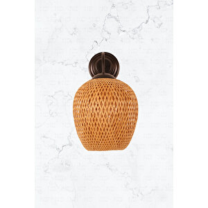 Boja Bambu Siyah Detay Aplik 25x25x40 Cm İskandinav, Modern, Bohem, Rattan, Aydınlatma
