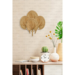 Bohem Palmiye Yaprağı, Japon Yelpazesi 19x28 Cm, Duvar Dekorasyon, Duvar Süsü, İskandinav, Modern, Rattan
