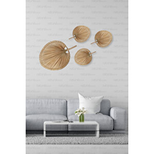 Bohem Palmiye Yaprağı, Japon Yelpazesi 30x40 Cm, Duvar Dekorasyon, Duvar Süsü, İskandinav, Modern, Rattan