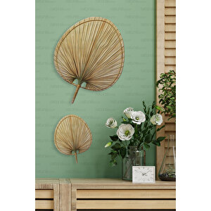 Bohem Palmiye Yaprağı, Japon Yelpazesi 42x55 Cm, Duvar Dekorasyon, Duvar Süsü, İskandinav, Modern, Rattan