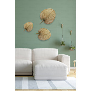 Bohem Palmiye Yaprağı, Japon Yelpazesi 42x55 Cm, Duvar Dekorasyon, Duvar Süsü, İskandinav, Modern, Rattan