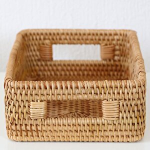 Bohem Kulplu Kare Dekoratif Kutu Ve Sepet 30x20x9,5 - Iskandinav, Modern