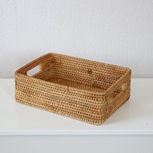 Bohem Kulplu Kare Dekoratif Kutu Ve Sepet 32x24x10 - Iskandinav, Modern