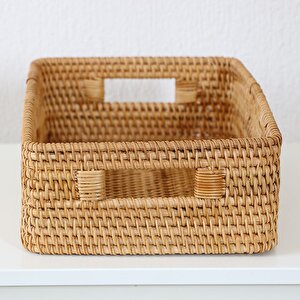 Bohem Kulplu Kare Dekoratif Kutu Ve Sepet 32x24x10 - Iskandinav, Modern