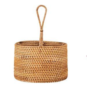 Bohem Yuvarlak Rattan Çatallık Ve Kaşıklık, Iskandinav, Modern