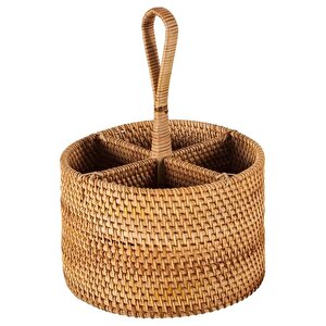 Bohem Yuvarlak Rattan Çatallık Ve Kaşıklık, Iskandinav, Modern