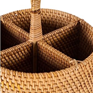 Bohem Yuvarlak Rattan Çatallık Ve Kaşıklık, Iskandinav, Modern