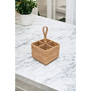 Bohem Kare Rattan Çatallık Ve Kaşıklık, Iskandinav, Modern