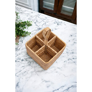 Bohem Kare Rattan Çatallık Ve Kaşıklık, Iskandinav, Modern