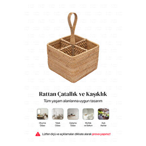 Bohem Kare Rattan Çatallık Ve Kaşıklık, Iskandinav, Modern