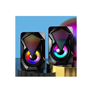 Pro Seri Bilgisayar Hoparlörü Led Işıklı Rgb Laptop Pc Uyumlu 1+1 Speaker
