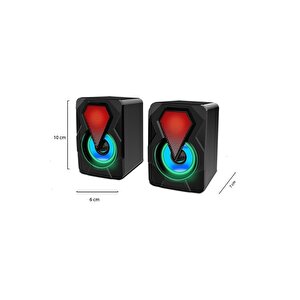 Pro Seri Bilgisayar Hoparlörü Led Işıklı Rgb Laptop Pc Uyumlu 1+1 Speaker