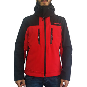 Lemigo Softshell Kapşonlu Mont Kırmızı-lacivert Xxl