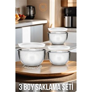 Modacar 3 Lü Saklama Kabı Seti Paslanmaz Çelik
