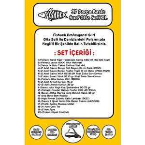 Fishack 37 Parça Surf Basic Deniz Olta Seti Xl - 3.60mt / 50-100gr