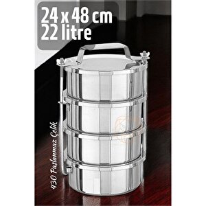 Modacar Sefer Tası Yemek Kabı Paslanmaz Çelik 4 Katlı 24 Cm 5.5 Li̇tre