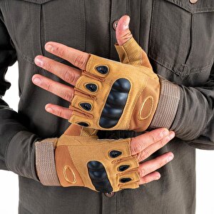 Parmaksız Kemik Taktikal Eldiven - Kum - 1108 L