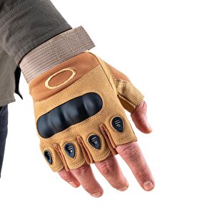 Parmaksız Kemik Taktikal Eldiven - Kum - 1108 L