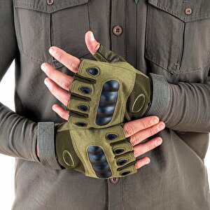 Parmaksız Kemik Taktikal Eldiven - Haki - 1108 Xl