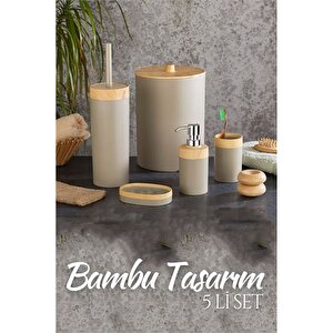 Modacar 5 Li Banyo Seti Bambu Design Latte