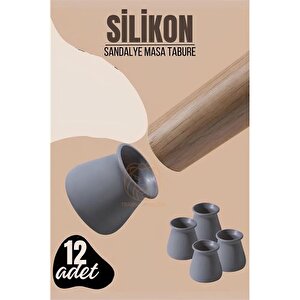 Modacar Masa Ve Sandalye Ayak Koruyucu Silikon Zemin Koruyucu Gri̇ 12 Adet