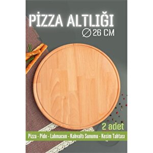 Modacar Ahşap Pizza Lahmacun Pide Sunum Ve Kesim Tahtası 26 Cm 2 Adet