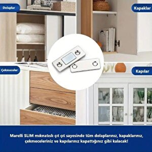 Marelli Slim Mıknatıslı Kapak Tutucu Kapı, Çekmece Tutucu, Çıt Çıt 5 Adet