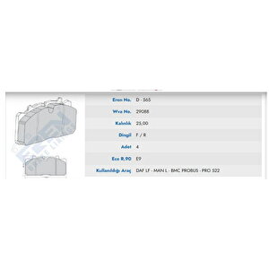 Disk Balata Otokar Sultan Yeni Model On Fisfiz 29088