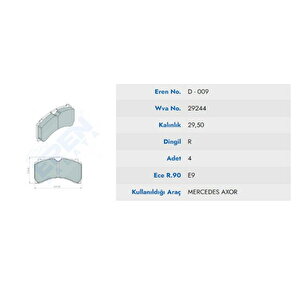 Disk Balata Mercedes Axor Arka Balata Y.m Brakepoi 29244