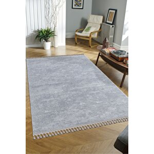 Violet Koleksiyonu Yıkanabilir Kaymaz Taban Salon,oturma Odası,mutfak,antre,koridor Halısı  Gri 100x350 cm