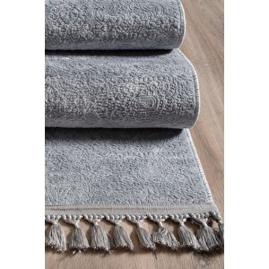 Violet Koleksiyonu Yıkanabilir Kaymaz Taban Salon,oturma Odası,mutfak,antre,koridor Halısı  Gri