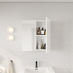 Banyo Dolabı, Ayna Ve Lavabo Seti, 65 Cm, Antrasit Gri