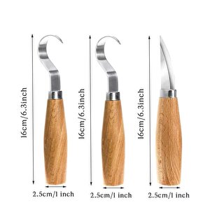 Ahşap işleme oyma bıçak seti 3 Parçalı Kaşık Kuksa Oyma Kıvrık uçlu ıskarpela Set