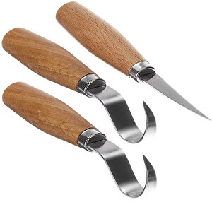 Ahşap işleme oyma bıçak seti 3 Parçalı Kaşık Kuksa Oyma Kıvrık uçlu ıskarpela Set