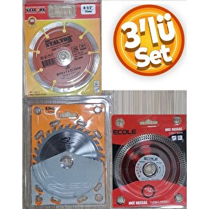 115mm Mermer Granit Seramik Beton Kesici 3lü Disk Seti Daire Disk Bıçak Takımı ispirel Avuç taşlama