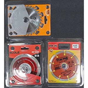 115mm Mermer Granit Seramik Beton Kesici 3lü Disk Seti Daire Disk Bıçak Takımı ispirel Avuç taşlama