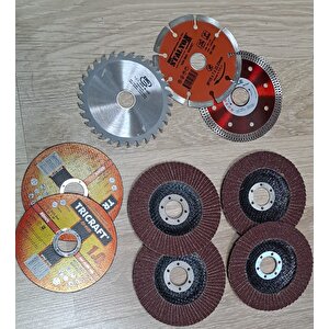 Ahşap Metal Mermer Granit Seramik Kesici Disk Seti Kesme Zımparalama Daire Disk Bıçak Takımı 115mm