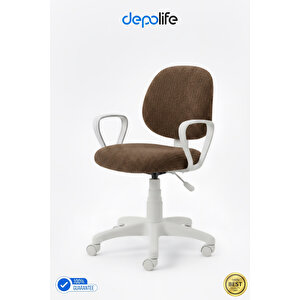 Beyaz Tedy Ev Ofis Sekreter Personel Çalışma Sandalyesi Beyaz Büro Personel Çalışma Koltuğu