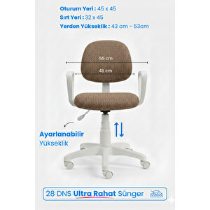 Beyaz Tedy Ev Ofis Sekreter Personel Çalışma Sandalyesi Beyaz Büro Personel Çalışma Koltuğu