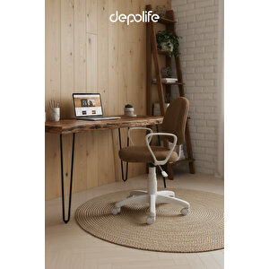 Beyaz Tedy Ev Ofis Sekreter Personel Çalışma Sandalyesi Beyaz Büro Personel Çalışma Koltuğu