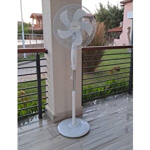 Ayaklı Beyaz Vantilatör 55W 5 pervane Sessiz Simit Ayaklı Sağ Sol Dönme Fonksiyonlu 55 wat Hava