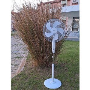 Ayaklı Beyaz Vantilatör 55W 5 pervane Sessiz Simit Ayaklı Sağ Sol Dönme Fonksiyonlu 55 wat Hava