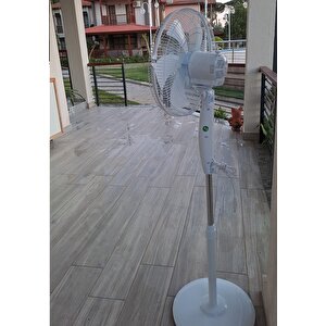 Ayaklı Beyaz Vantilatör 55W 5 pervane Sessiz Simit Ayaklı Sağ Sol Dönme Fonksiyonlu 55 wat Hava