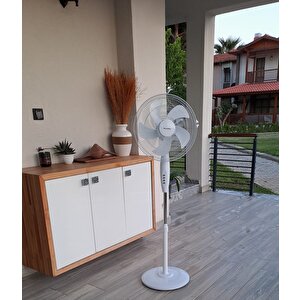Ayaklı Beyaz Vantilatör 55W 5 pervane Sessiz Simit Ayaklı Sağ Sol Dönme Fonksiyonlu 55 wat Hava